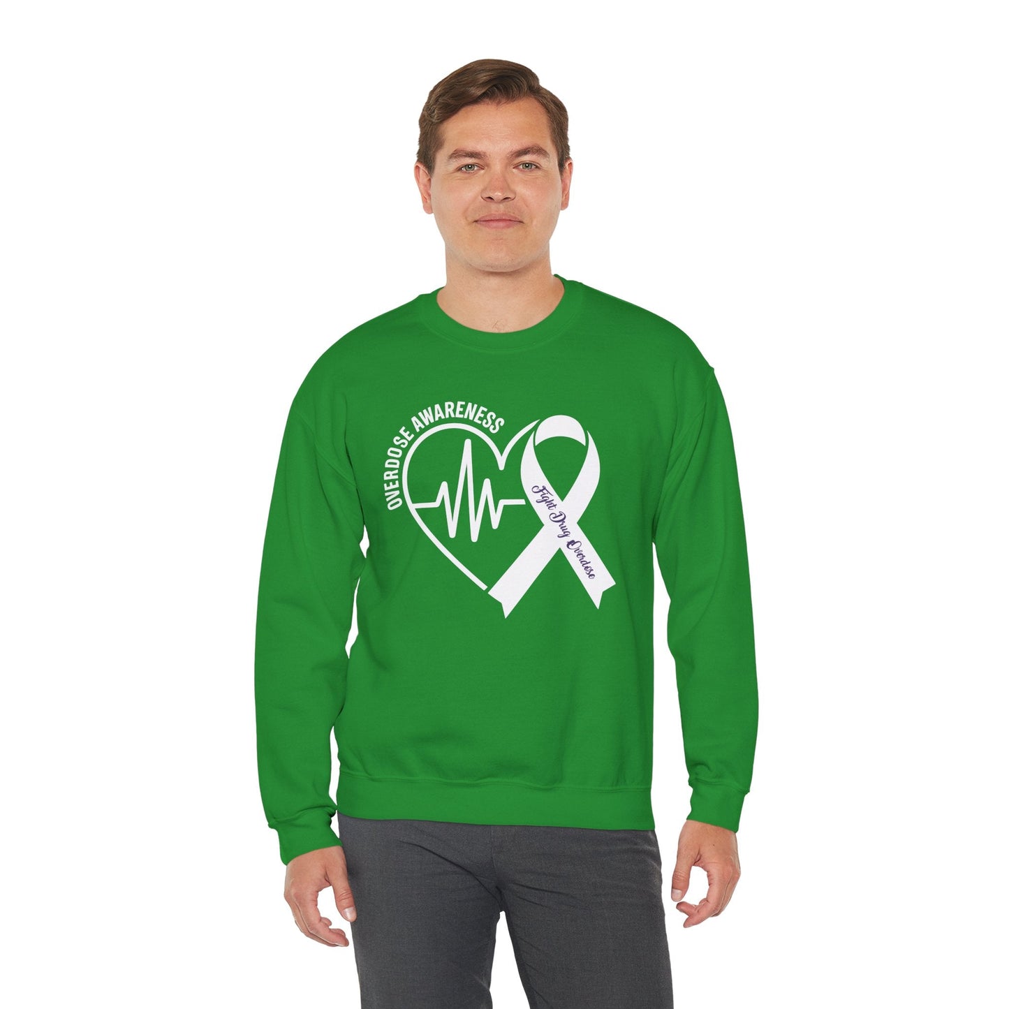 Overdose Awareness Month Heart Purple Ribbon Support Sweatshirt