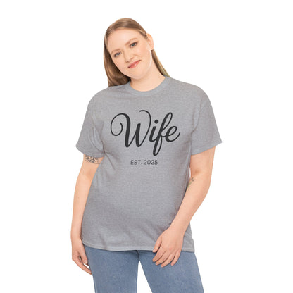 Wife Est 2025 Just Married Honeymoon Wedding Couples T-Shirt