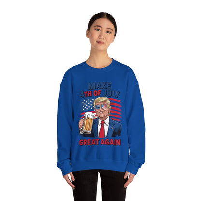 Trump Make 4th of July Great Again Men Drinking Beer Funny Sweatshirt