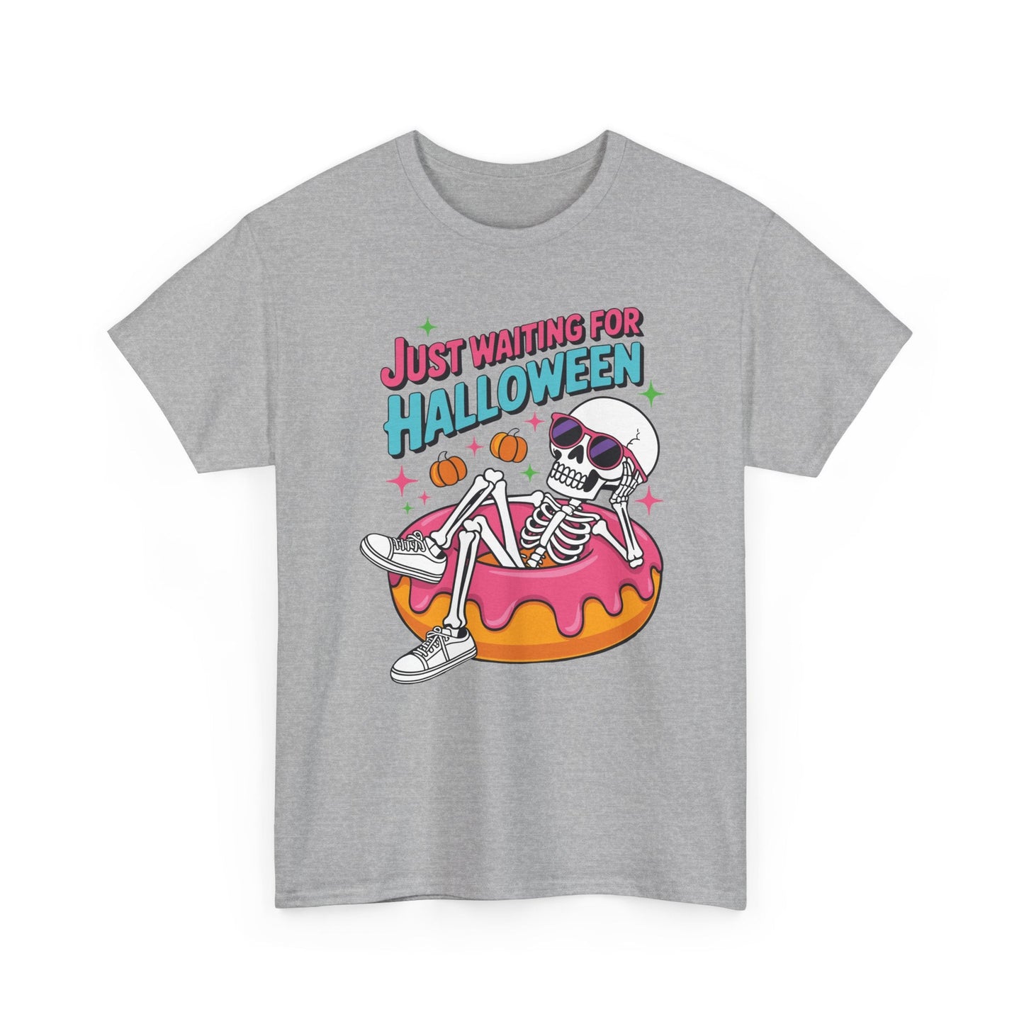 Just Waiting For Halloween Skeleton Donut Summerween Vibes T-Shirt
