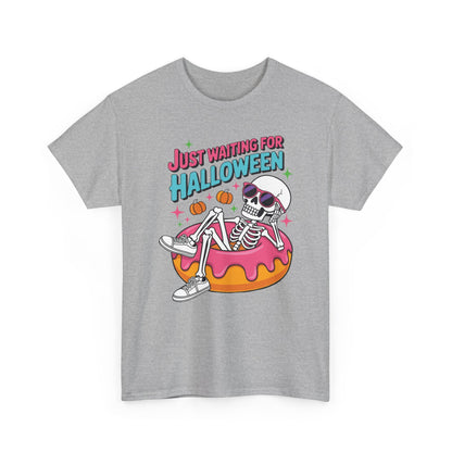 Just Waiting For Halloween Skeleton Donut Summerween Vibes T-Shirt