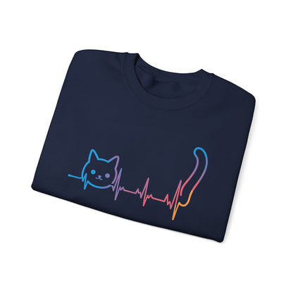 Heartbeat Cat Lover Animal Silhouette Cute Cat Sweatshirt