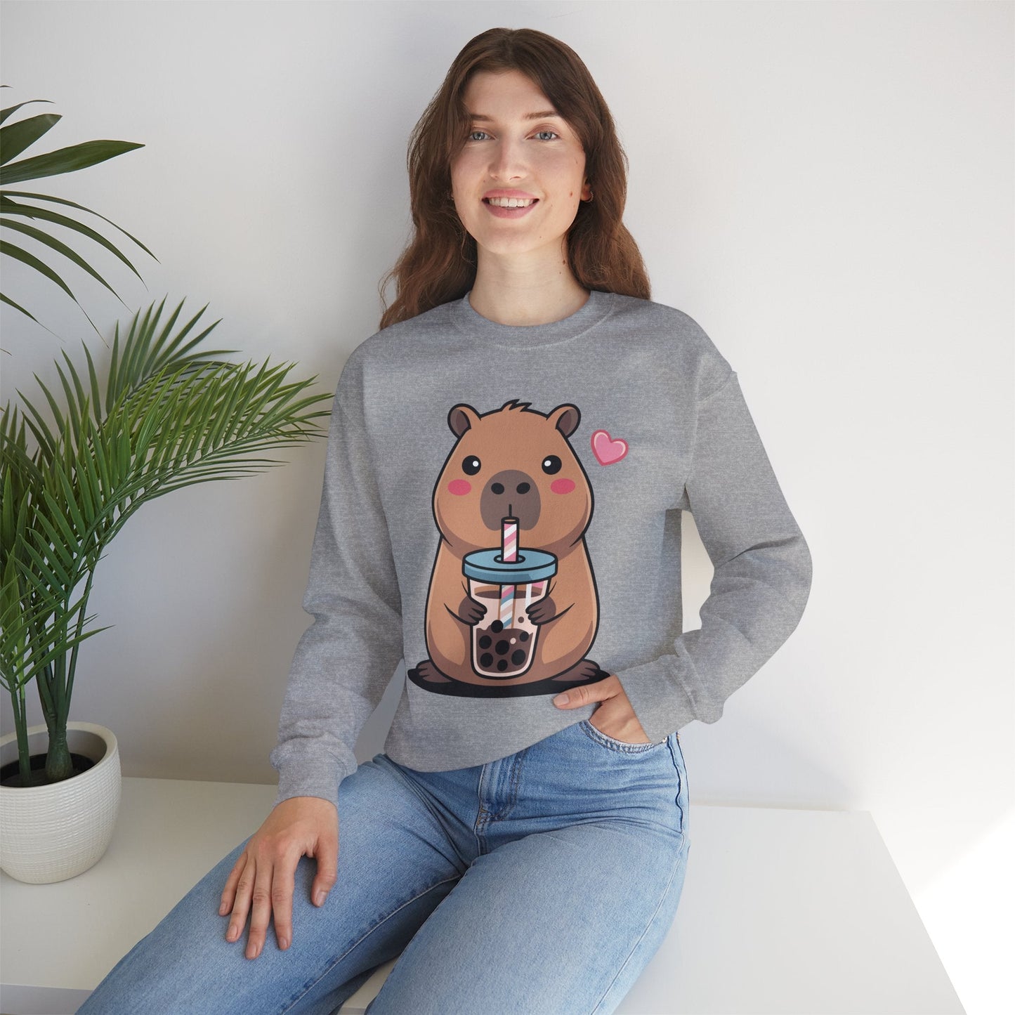 Cute Capybara Kawaii Anime Drinking Bubble Tea Lover Girls Sweatshirt