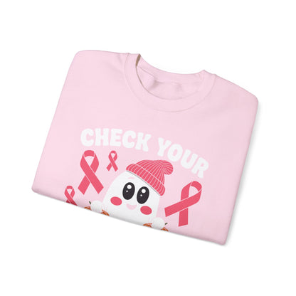 Breast Cancer Halloween Boo Ghost Check Your Pumpkins Womens Sweatshirt