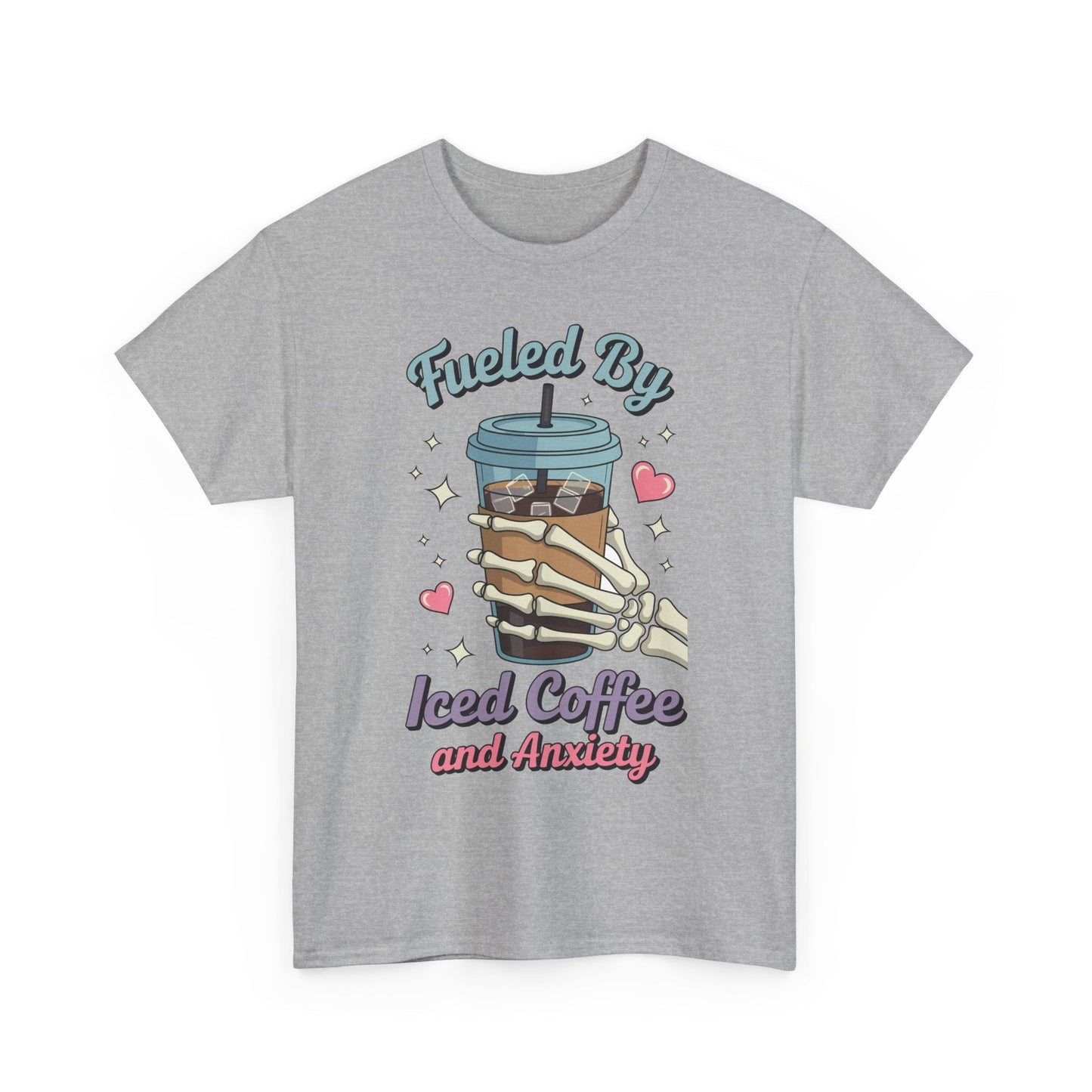 Fueled by Iced Coffee and Anxiety Funny Coffee Lover T-Shirt