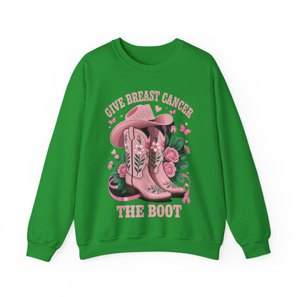 Give Breast Cancer The Boot Cowgirl Cancer Awareness Ribbon Sweatshirt