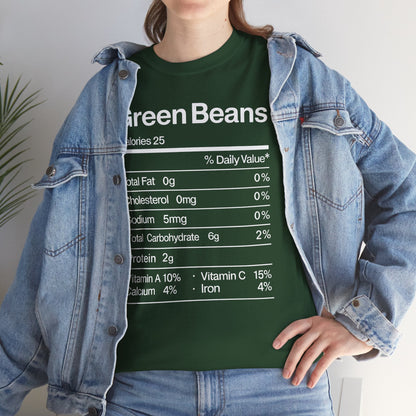 Green Beans Nutrition Facts Funny Thanksgiving Christmas T-Shirt