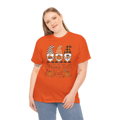 Happy Fall Y'all Gnome Pumpkin Autumn Thanksgiving Men Women T-Shirt