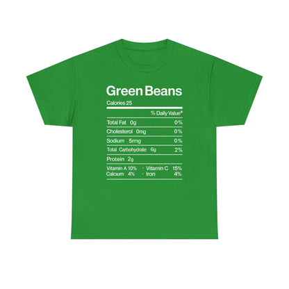 Green Beans Nutrition Facts Funny Thanksgiving Christmas T-Shirt