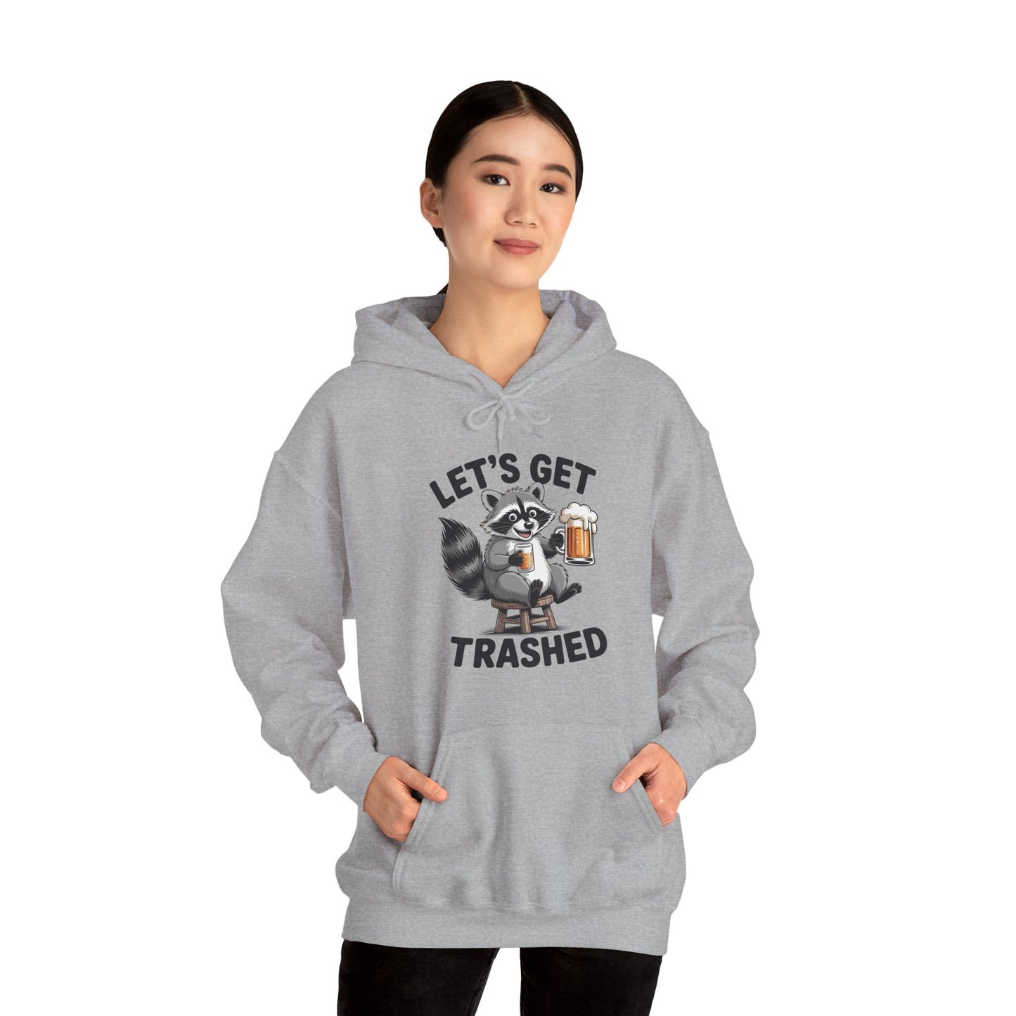 Funny Let's Get Trashed Raccoon Meme Humor Beer Drinking Hoodie
