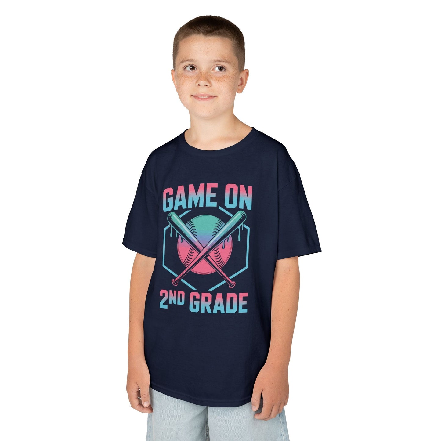 2nd Grade Back to School Baseball Drip Ice Cream Game On Kid T-Shirt