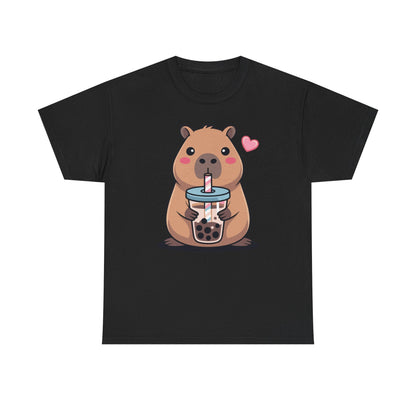 Cute Capybara Kawaii Anime Drinking Bubble Tea Lover Girls T-Shirt