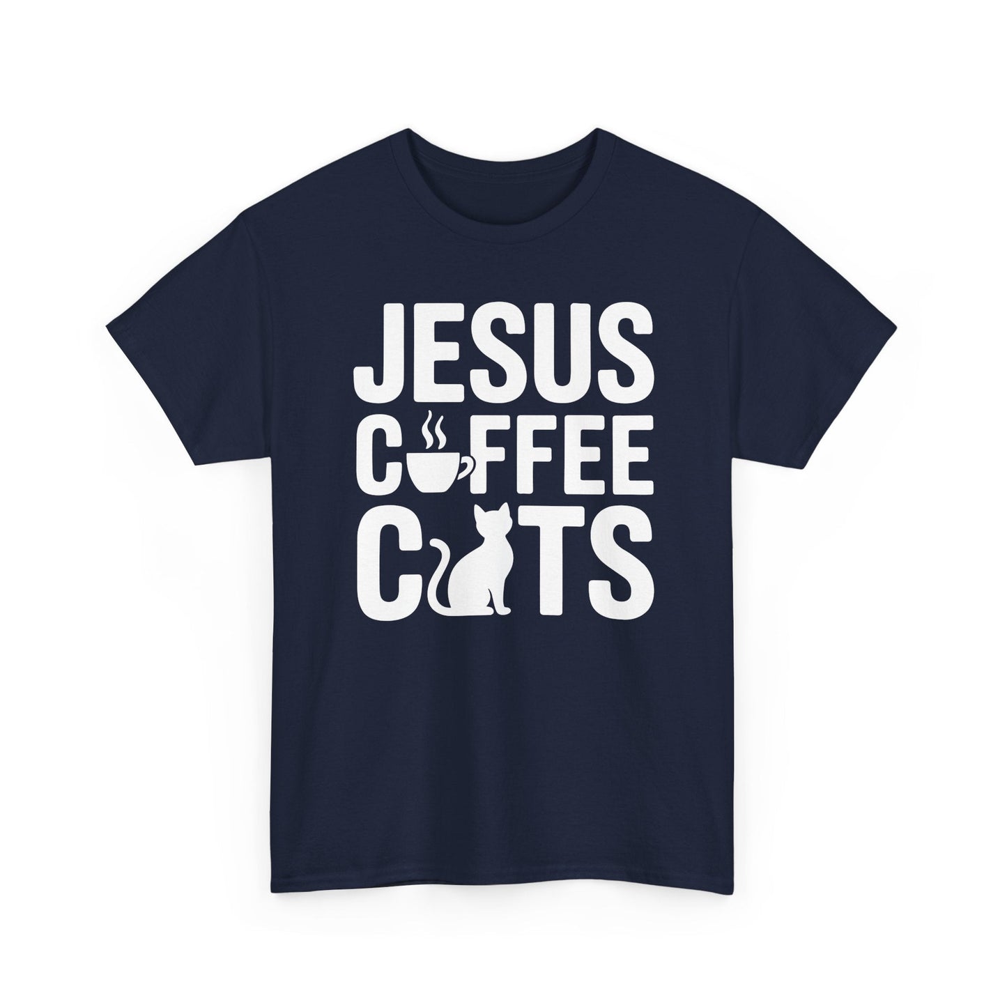 Christian Jesus, Coffee, Cats - Religous Cat Caffeine Lover T-Shirt