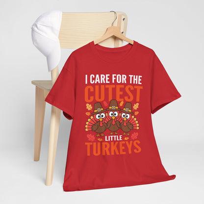 Care For Little Turkeys Nurse Fall Thanksgiving Scrub Top T-Shirt