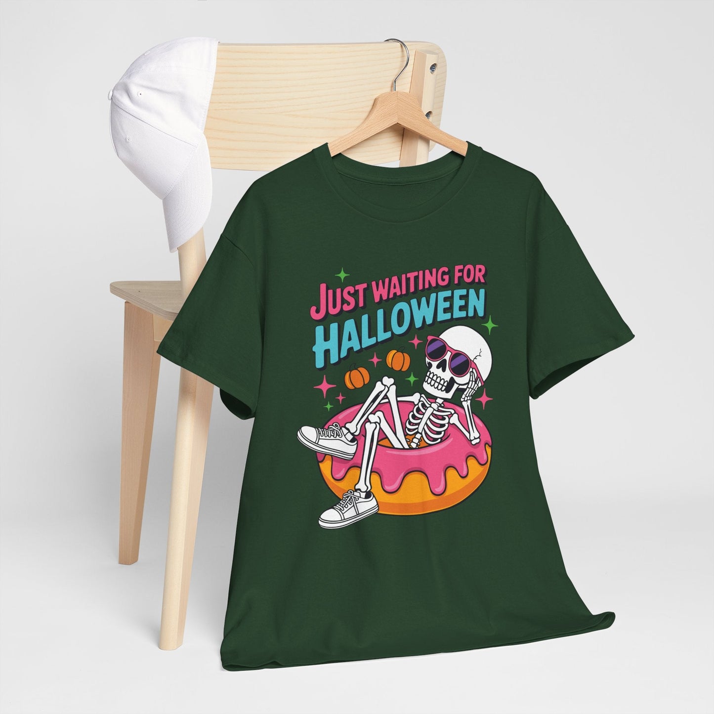 Just Waiting For Halloween Skeleton Donut Summerween Vibes T-Shirt