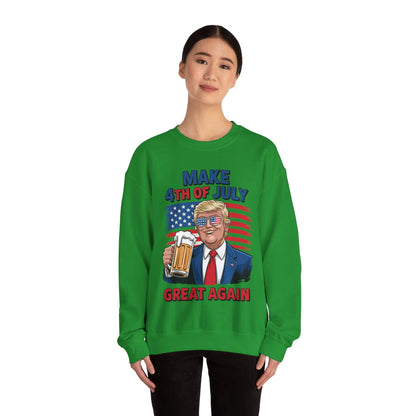 Funny Trump Make 4th Of July Great Again Drinking Beer Sweatshirt