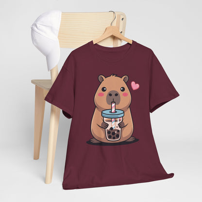 Cute Capybara Kawaii Anime Drinking Bubble Tea Lover Girls T-Shirt