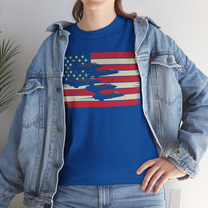 Vintage American Flag USA Fighter Jets 4th of July Patriotic T-Shirt