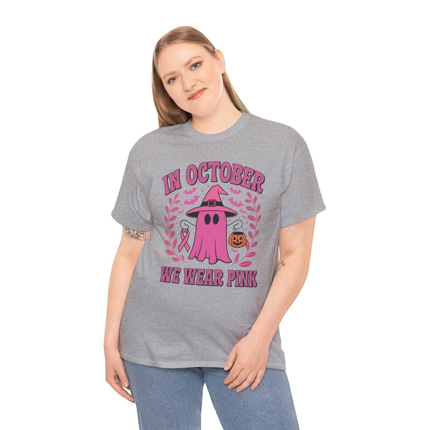 In October We Wear Pink Breast Cancer Awareness Halloween T-Shirt