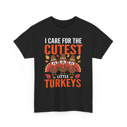 Care For Little Turkeys Nurse Fall Thanksgiving Scrub Top T-Shirt