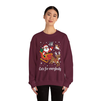 Cats For Everybody Christmas Cat Funny Xmas Women Santa Sweatshirt