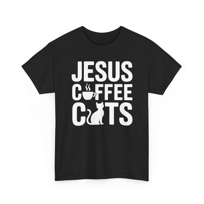 Christian Jesus, Coffee, Cats - Religous Cat Caffeine Lover T-Shirt