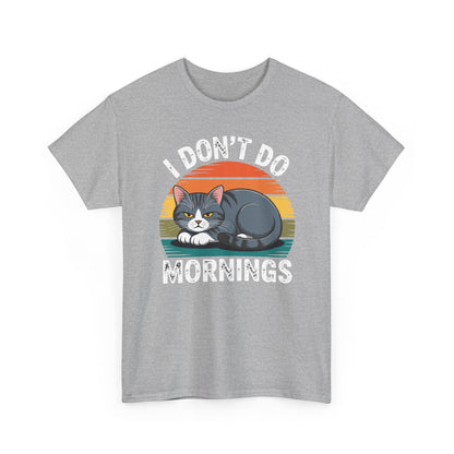 Funny Sleep Cat I Don't Do Morning T-Shirt