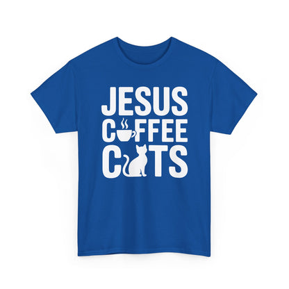 Christian Jesus, Coffee, Cats - Religous Cat Caffeine Lover T-Shirt
