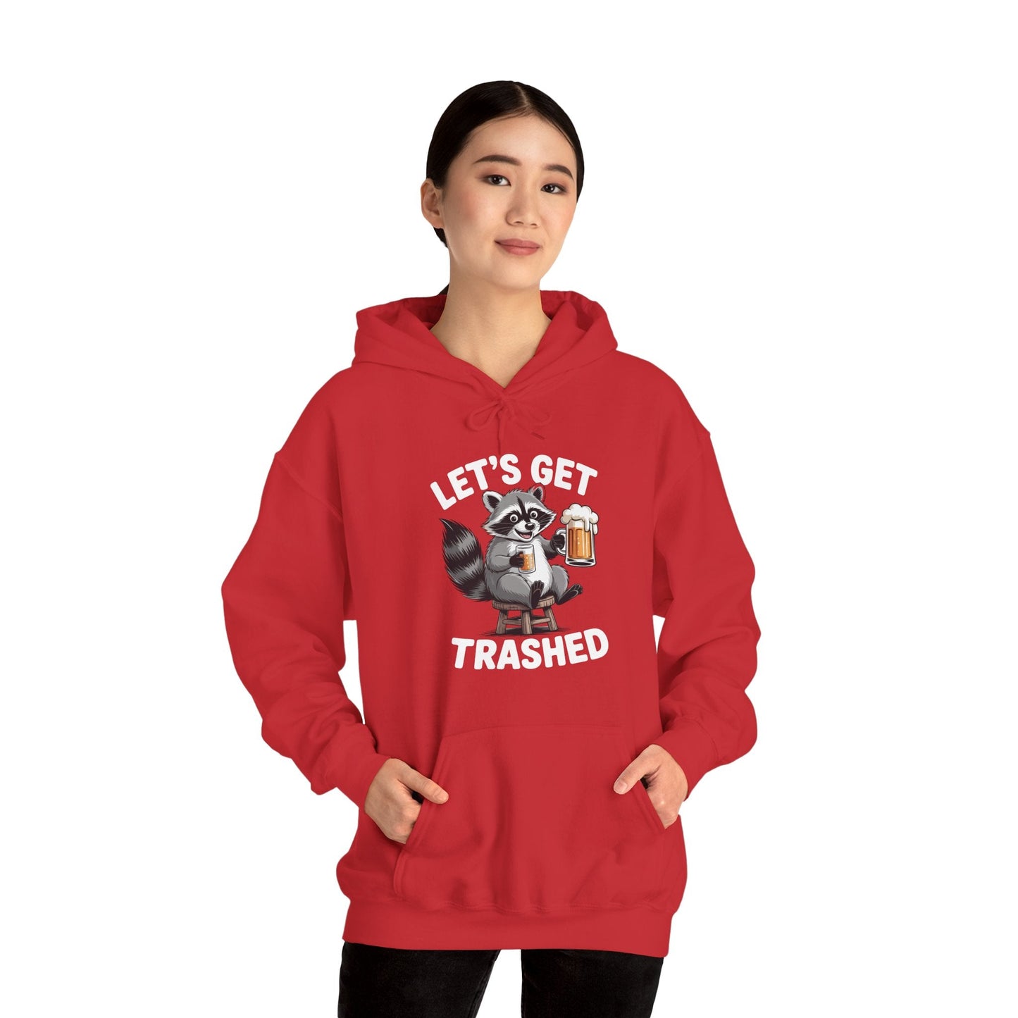 Funny Let's Get Trashed Raccoon Meme Humor Beer Drinking Hoodie