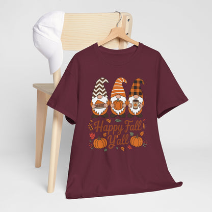Happy Fall Y'all Gnome Pumpkin Autumn Thanksgiving Men Women T-Shirt