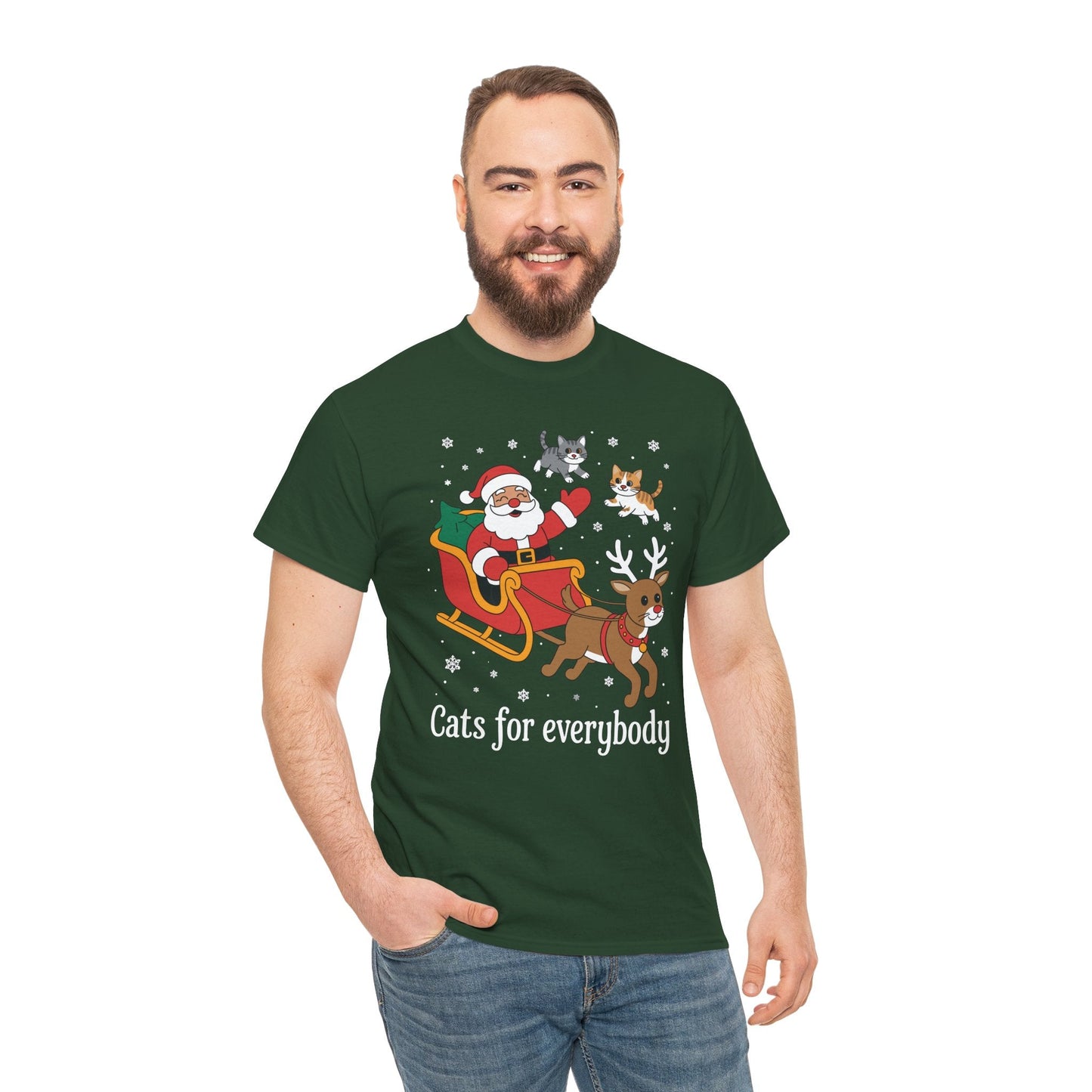 Cats For Everybody Christmas Cat Funny Xmas Women Santa T-Shirt