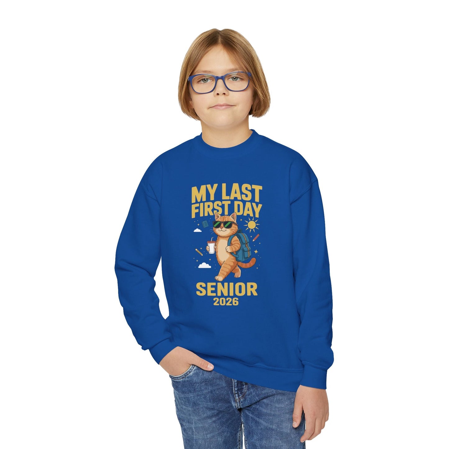 My Last First Day Senior 2026 Cat Back to School Cool Class Sweatshirt