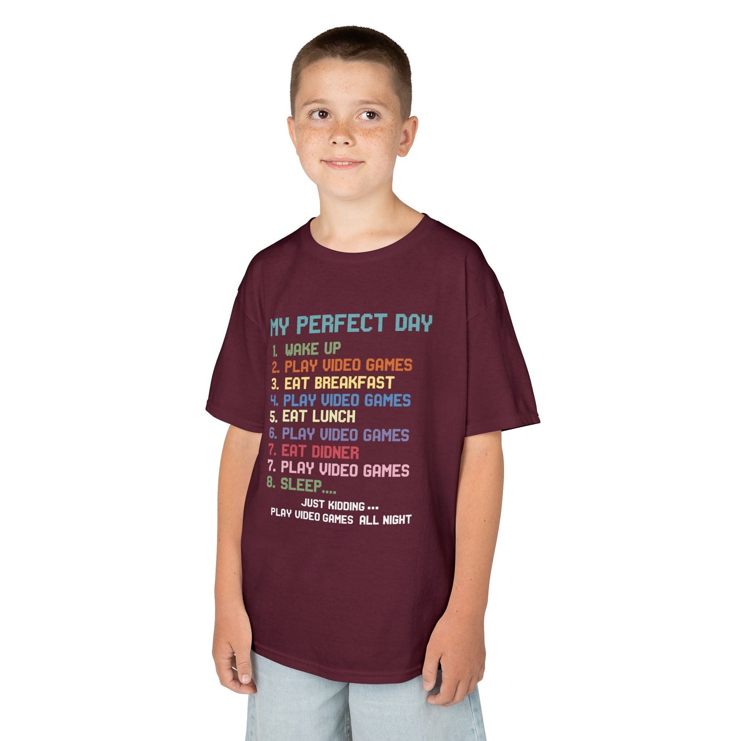 My Perfect Day Play Video Games Funny Gamer Kids T-Shirt