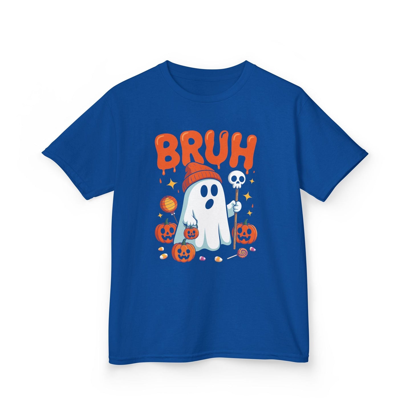 Bruh Ghost Halloween Cute Ghost Trick Or Treat Candy Kids T-Shirt