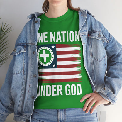 One Nation Under God Flag 4th Of July Patriotic Christian T-Shirt