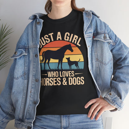 Just A Girl Who Loves Horses and Dogs Women Girls T-Shirt
