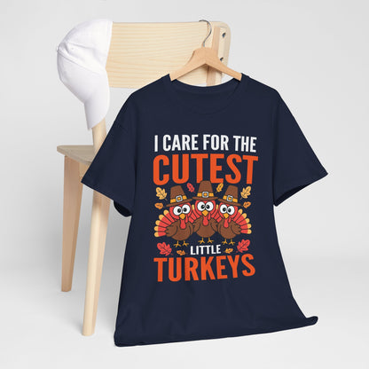 Care For Little Turkeys Nurse Fall Thanksgiving Scrub Top T-Shirt
