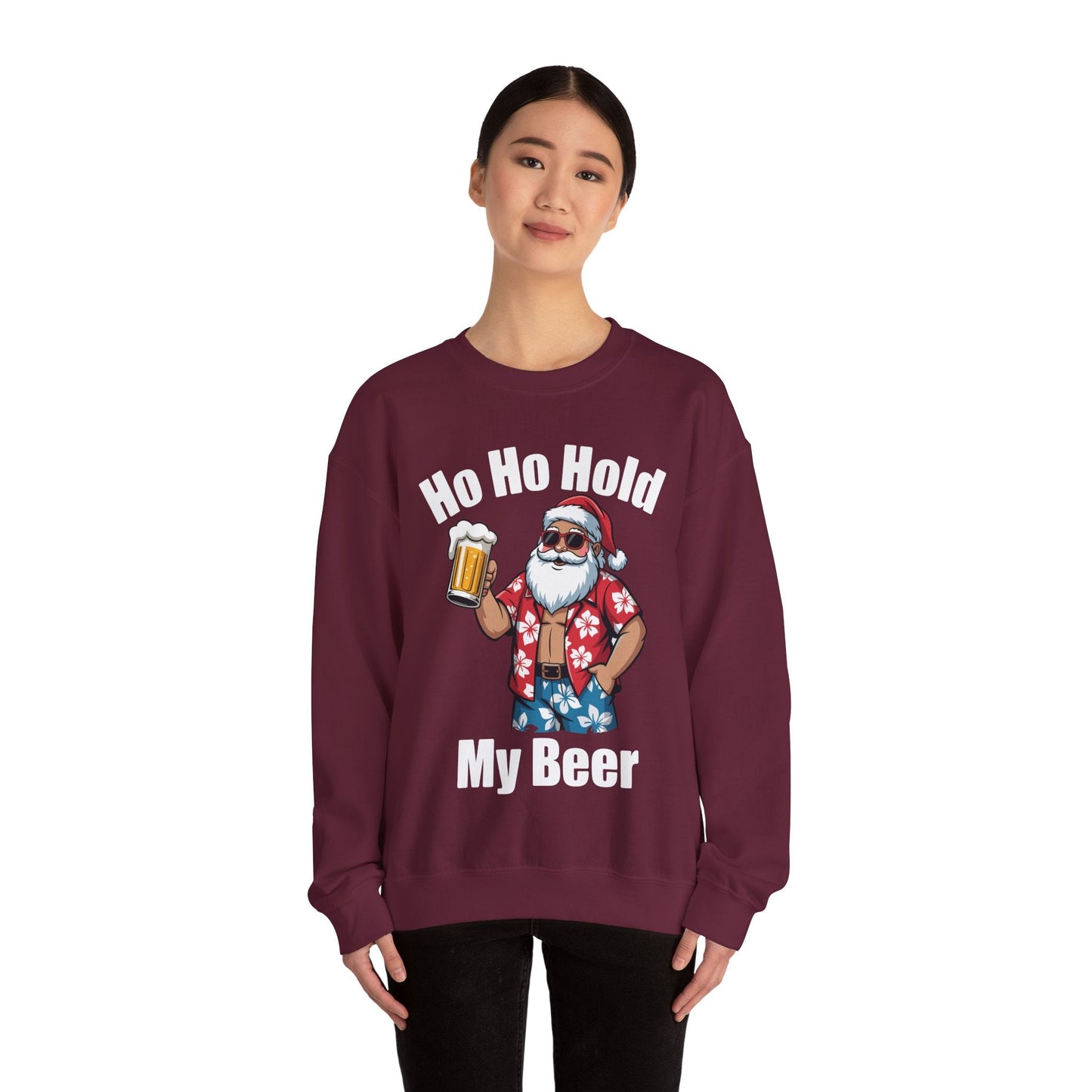 Funny Santa With Sunglasses And Beer Christmas in July Sweatshirt