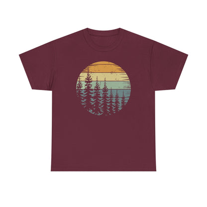 Retro Forest Trees Outdoors Nature Vintage Graphic T-Shirt