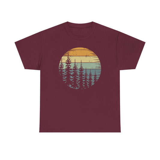 Retro Forest Trees Outdoors Nature Vintage Graphic T-Shirt