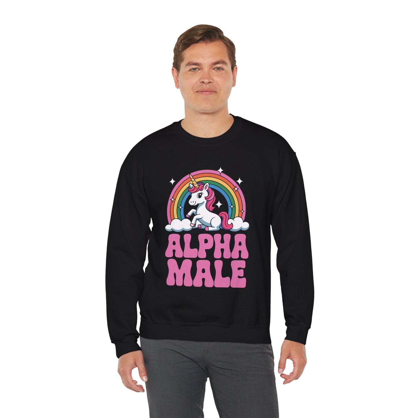Funny Alpha Male Unicorn Sarcastic Ironic Weird Y2K Humor Sweatshirt