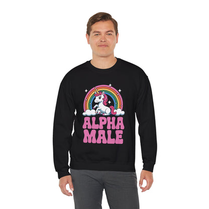 Funny Alpha Male Unicorn Sarcastic Ironic Weird Y2K Humor Sweatshirt