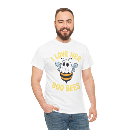 I Love Her Boo Bees Couples Halloween Adult Costume His Men T-Shirt