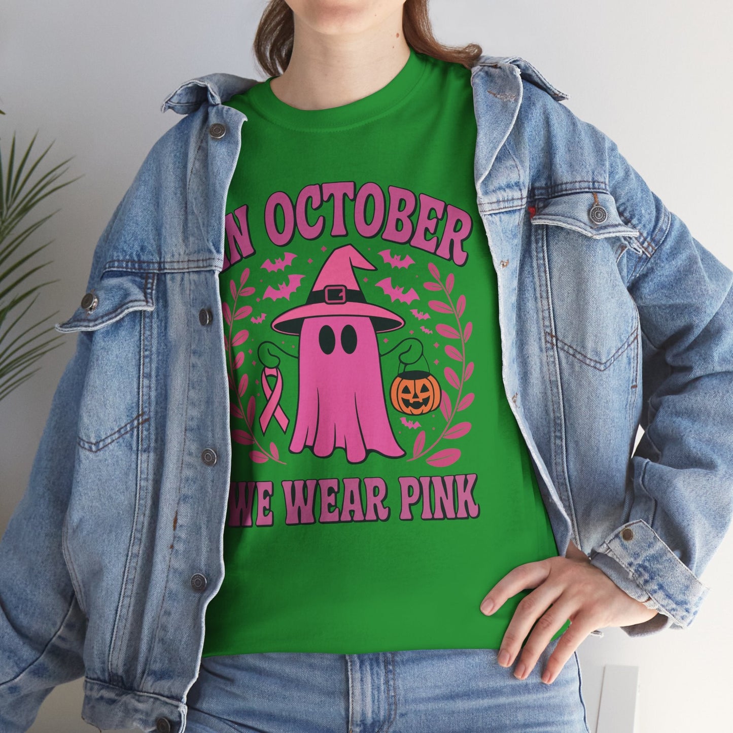 In October We Wear Pink Breast Cancer Awareness Halloween T-Shirt