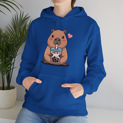 Cute Capybara Kawaii Anime Drinking Bubble Tea Lover Girls Hoodie