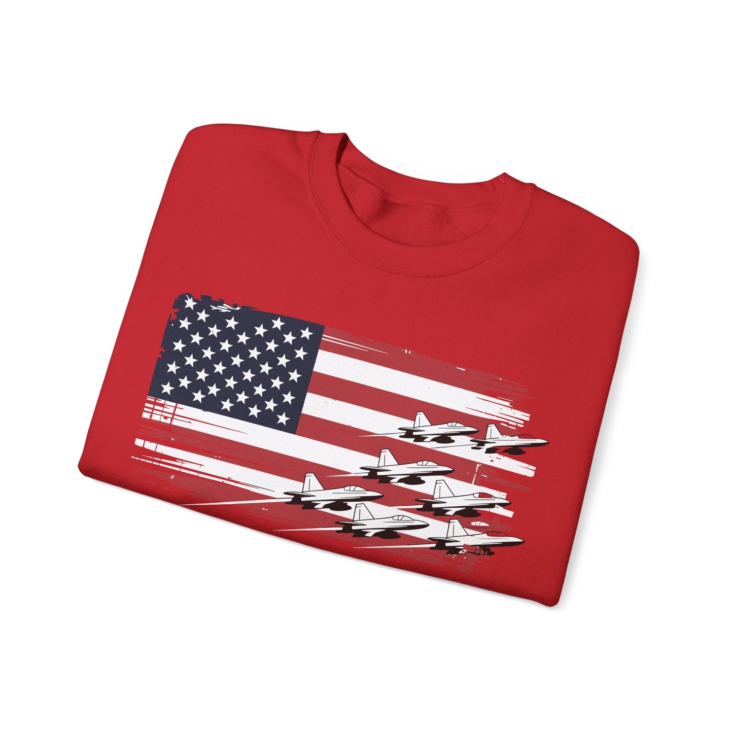 Patriotic Red White Blue USA Flag Fighter Jets 4th of July Sweatshirt