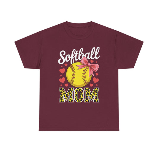Softball Mom Headband Leopard Softball Ball Mothers Day Mama T-Shirt