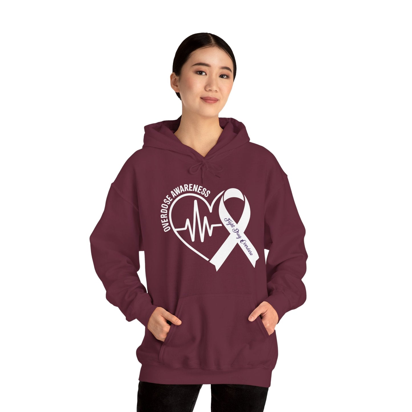 Overdose Awareness Month Heart Purple Ribbon Support Hoodie