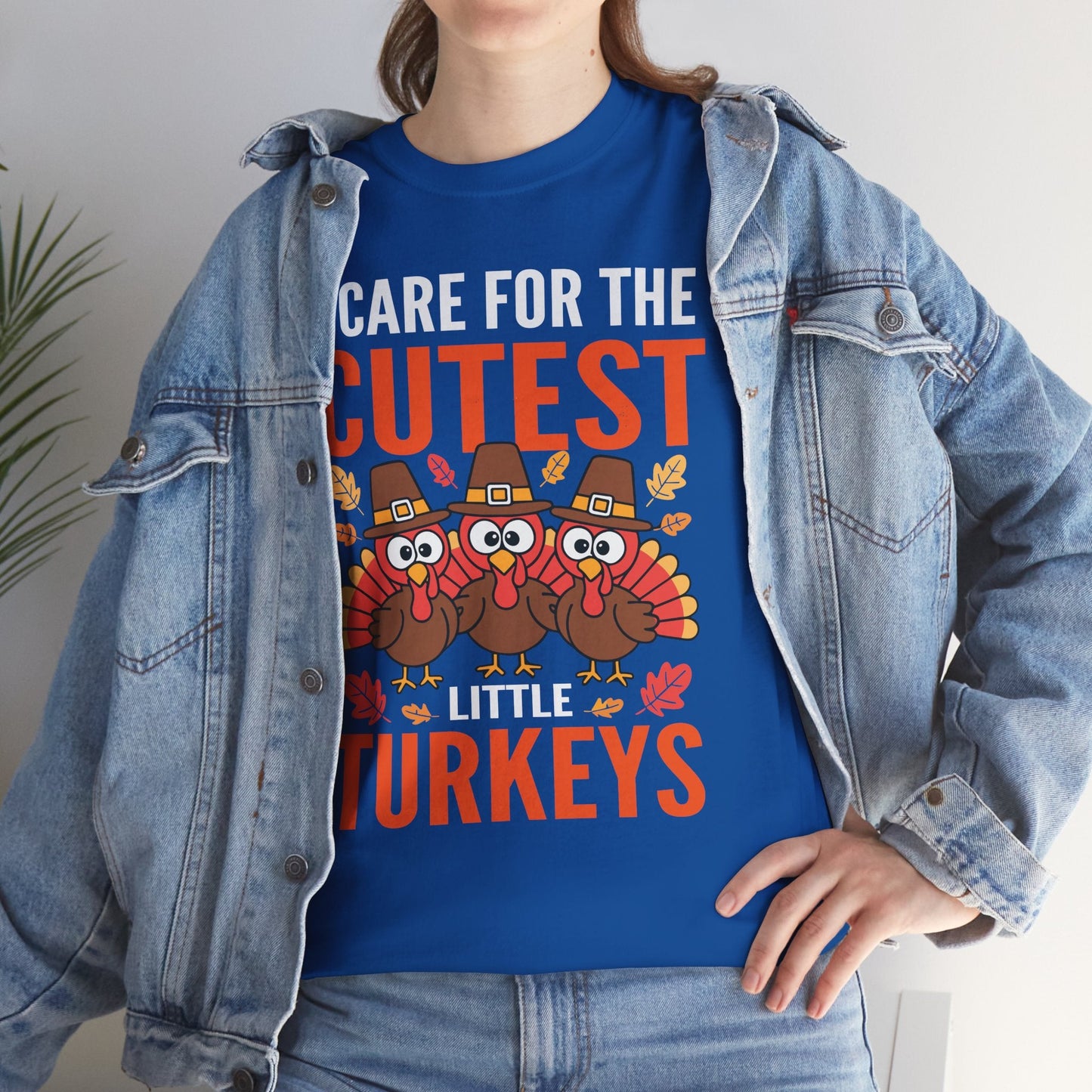Care For Little Turkeys Nurse Fall Thanksgiving Scrub Top T-Shirt