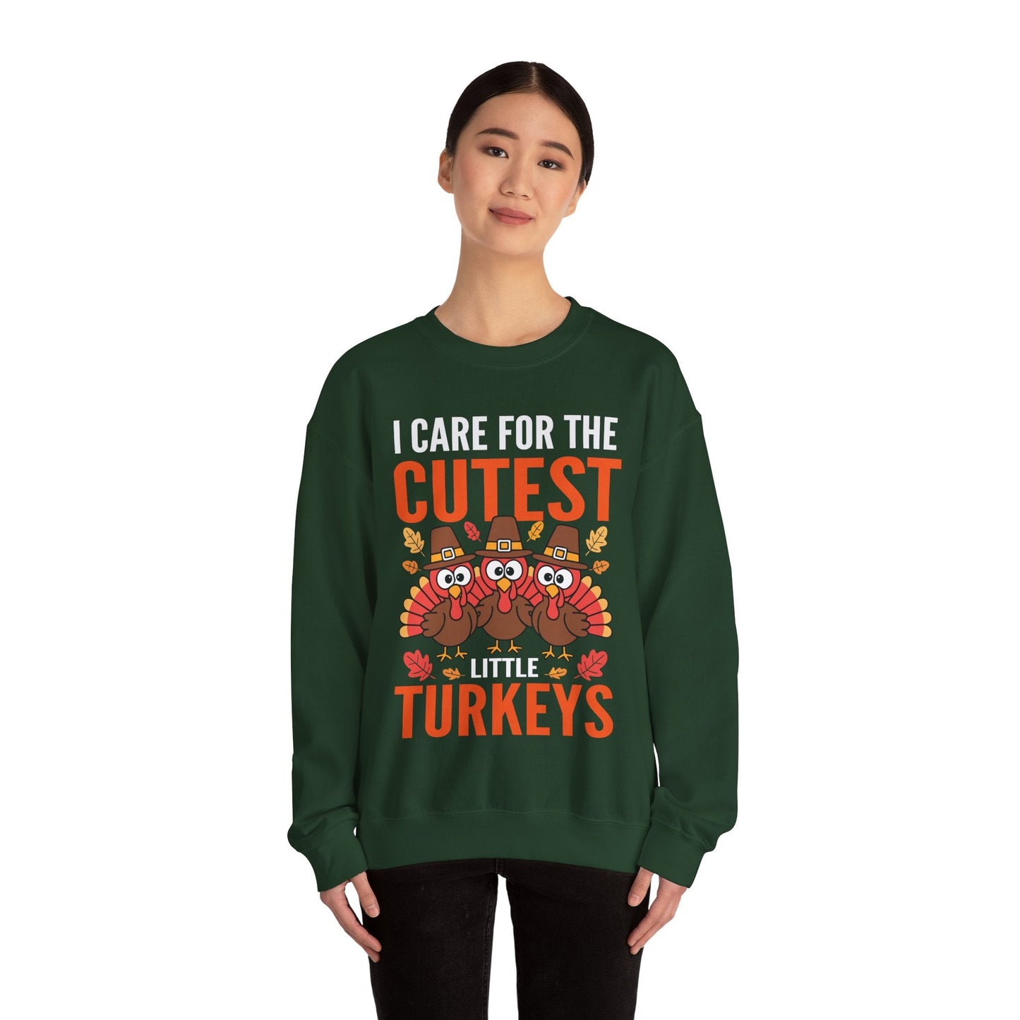 Care For Little Turkeys Nurse Fall Thanksgiving Scrub Top Sweatshirt